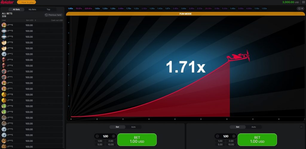 Aviator Crash Game Interface