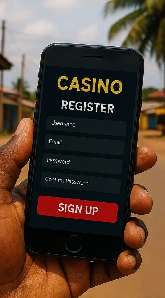 Register of new account in casino